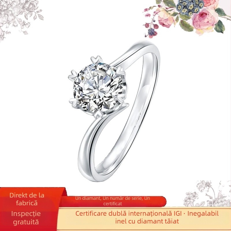 Inel cu diamant montat în platină, inel de modă (Primăvara 2024)