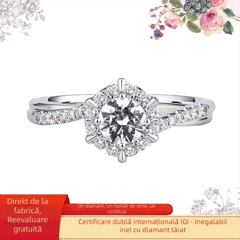 Inel cu diamant montat în platină, inel de modă (Primăvara 2024)