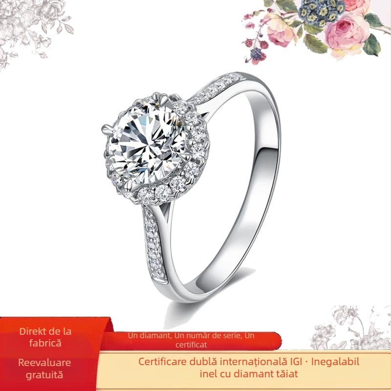 Inel cu diamant montat în platină, inel de modă (Primăvara 2024)