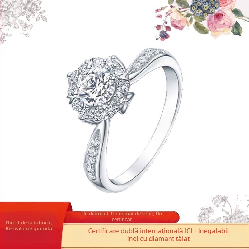 Inel cu diamant montat în platină, inel de modă (Primăvara 2024)