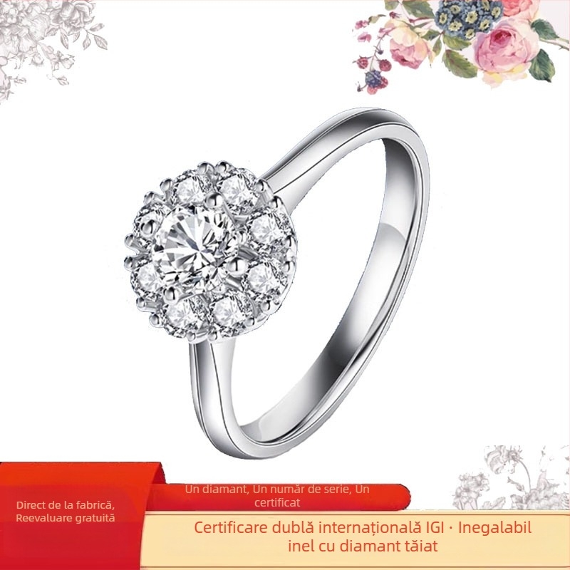 Inel cu diamant montat în platină, inel de modă (Primăvara 2024)