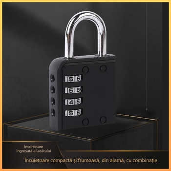 Lacăt cu cifru și cablu metalic, placare aurie, stil modern minimalist – potrivit pentru dulapuri de dormitor, genți de voiaj și genți pentru laptop (variante)