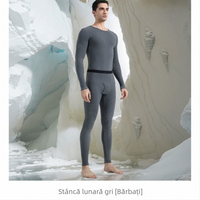 Set termic din aerogel, unisex, căptușit cu fleece, protecție la genunchi, guler rotund, mâneci lungi și pantaloni, strat unic, 181–200 g/m²