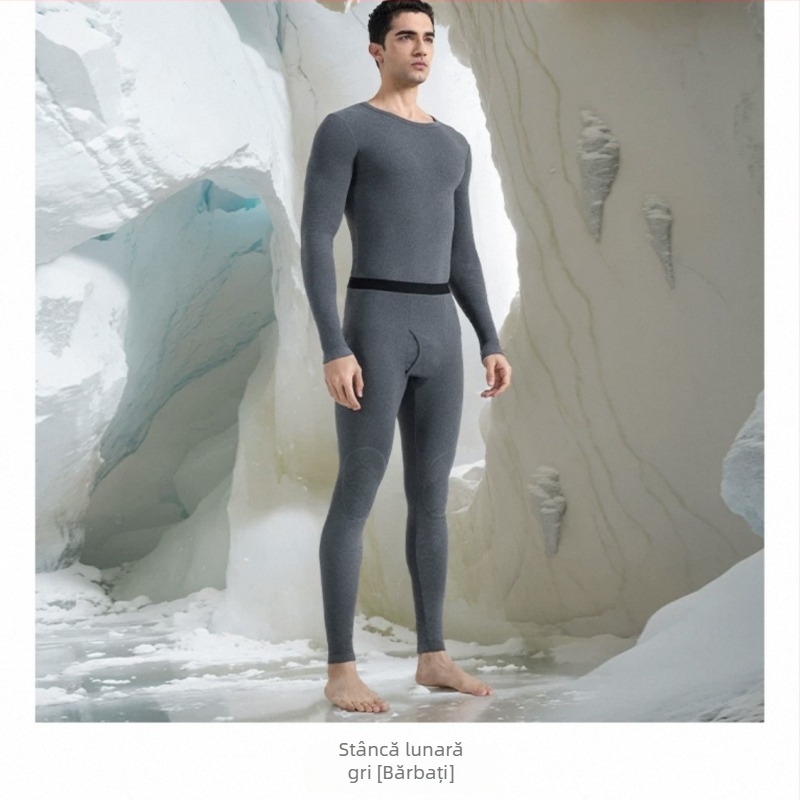 Set termic din aerogel, unisex, căptușit cu fleece, protecție la genunchi, guler rotund, mâneci lungi și pantaloni, strat unic, 181–200 g/m²