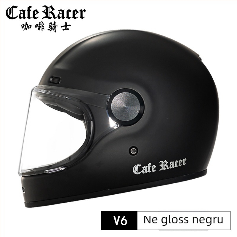 FASEED Cască retro integrală pentru motocicletă, ABS, certificat 3C, universal pentru patru sezoane