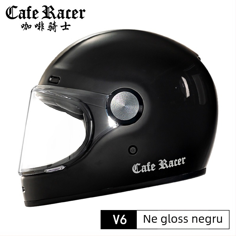 FASEED Cască retro integrală pentru motocicletă, ABS, certificat 3C, universal pentru patru sezoane