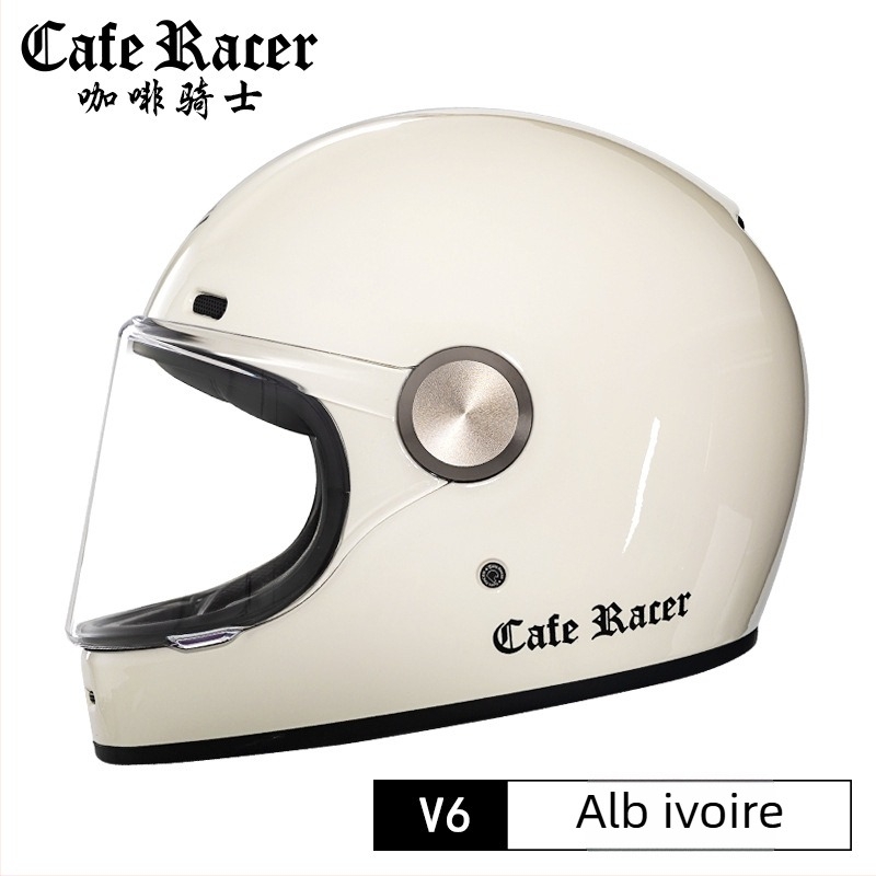 FASEED Cască retro integrală pentru motocicletă, ABS, certificat 3C, universal pentru patru sezoane