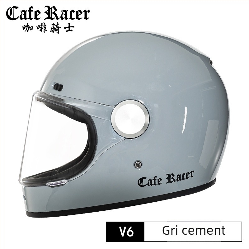 FASEED Cască retro integrală pentru motocicletă, ABS, certificat 3C, universal pentru patru sezoane