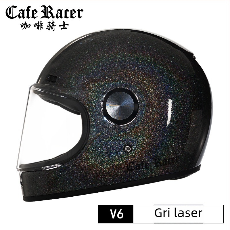 FASEED Cască retro integrală pentru motocicletă, ABS, certificat 3C, universal pentru patru sezoane