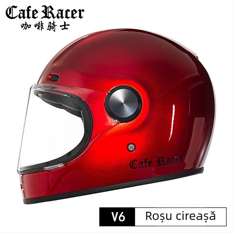 FASEED Cască retro integrală pentru motocicletă, ABS, certificat 3C, universal pentru patru sezoane