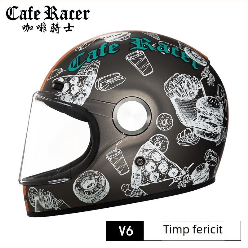 FASEED Cască retro integrală pentru motocicletă, ABS, certificat 3C, universal pentru patru sezoane