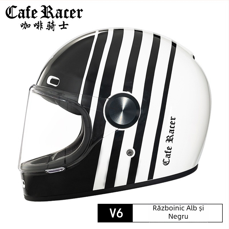 FASEED Cască retro integrală pentru motocicletă, ABS, certificat 3C, universal pentru patru sezoane