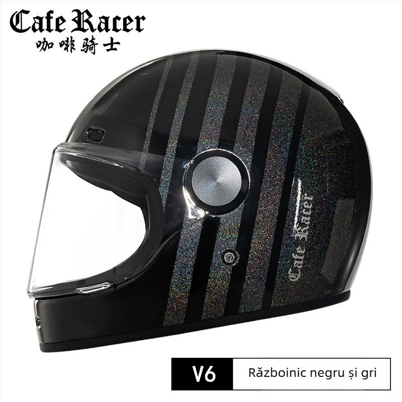 FASEED Cască retro integrală pentru motocicletă, ABS, certificat 3C, universal pentru patru sezoane