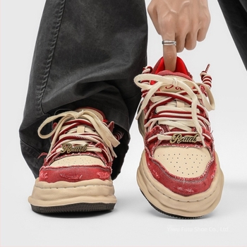 Okko pantofi sport cu creștere înălțime de 7 cm, materiale mixte pentru partea superioară, talpă din cauciuc, închidere cu șireturi, branț din microfibră