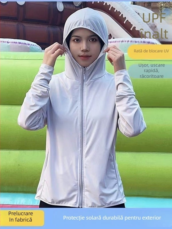 Geacă de vânt pentru exterior, cu glugă, detașabilă, protecție UV UPF50+, respirabilă și uscare rapidă