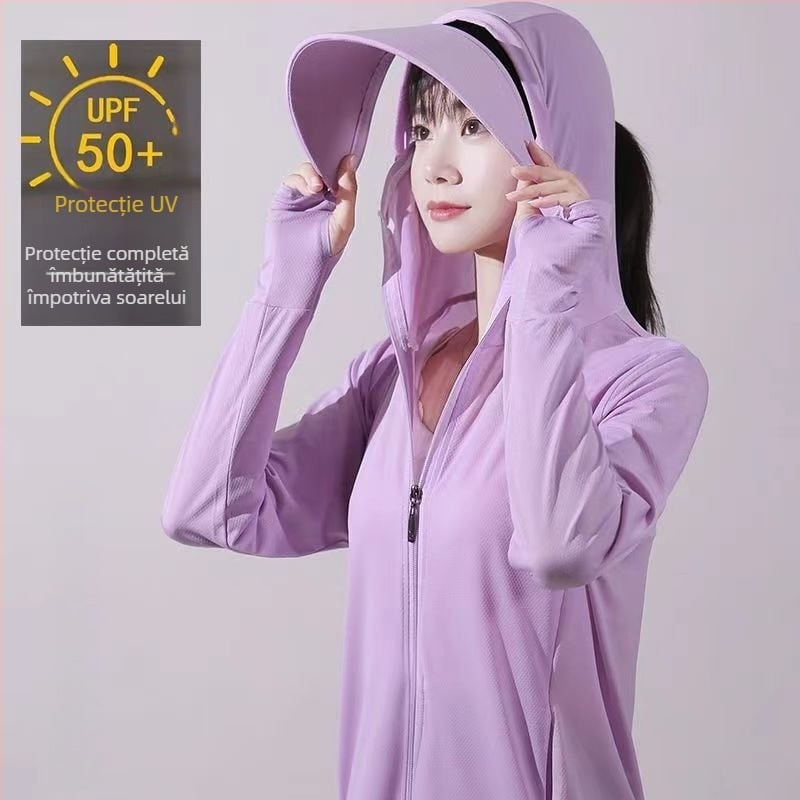 Geacă de vânt pentru exterior, cu glugă, detașabilă, protecție UV UPF50+, respirabilă și uscare rapidă