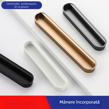 Mâner încastrat invizibil pentru ușile de dulap — aliaj de aluminiu, finisaj pulverizat, stil modern minimalist