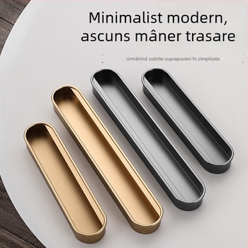 Mâner încastrat invizibil pentru ușile de dulap — aliaj de aluminiu, finisaj pulverizat, stil modern minimalist