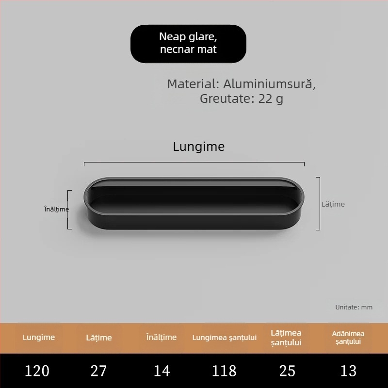 Mâner încastrat invizibil pentru ușile de dulap — aliaj de aluminiu, finisaj pulverizat, stil modern minimalist