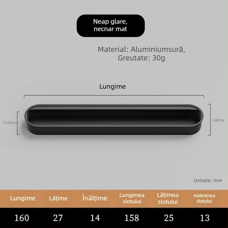 Mâner încastrat invizibil pentru ușile de dulap — aliaj de aluminiu, finisaj pulverizat, stil modern minimalist