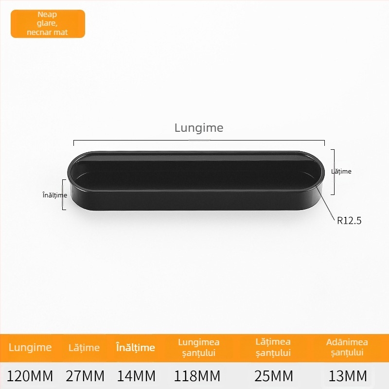 Mâner încastrat invizibil pentru ușile de dulap — aliaj de aluminiu, finisaj pulverizat, stil modern minimalist