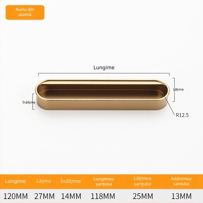 Mâner încastrat invizibil pentru ușile de dulap — aliaj de aluminiu, finisaj pulverizat, stil modern minimalist