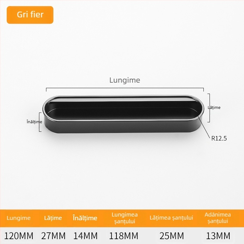 Mâner încastrat invizibil pentru ușile de dulap — aliaj de aluminiu, finisaj pulverizat, stil modern minimalist