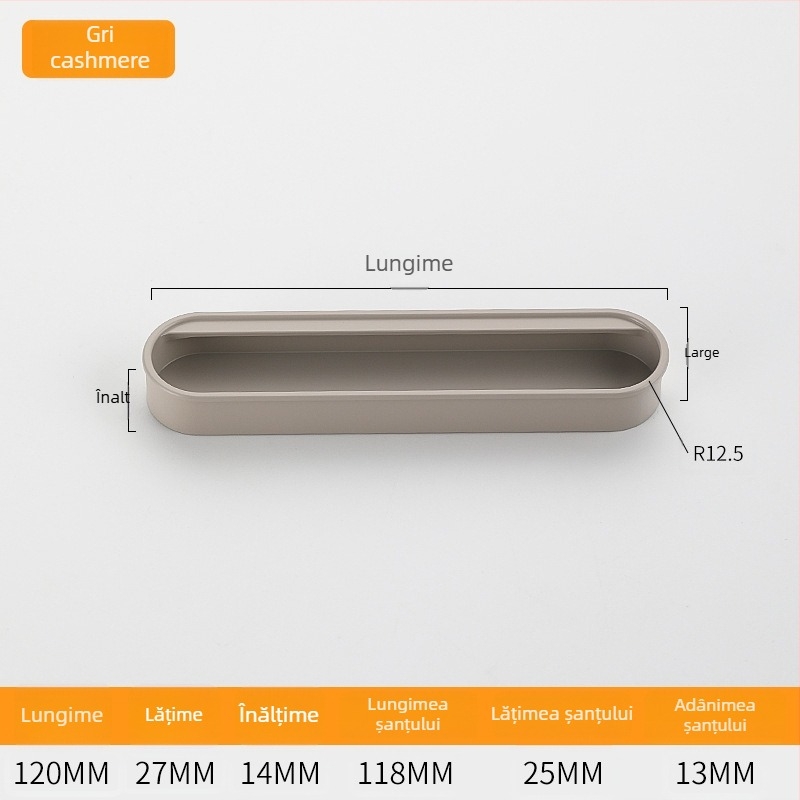 Mâner încastrat invizibil pentru ușile de dulap — aliaj de aluminiu, finisaj pulverizat, stil modern minimalist