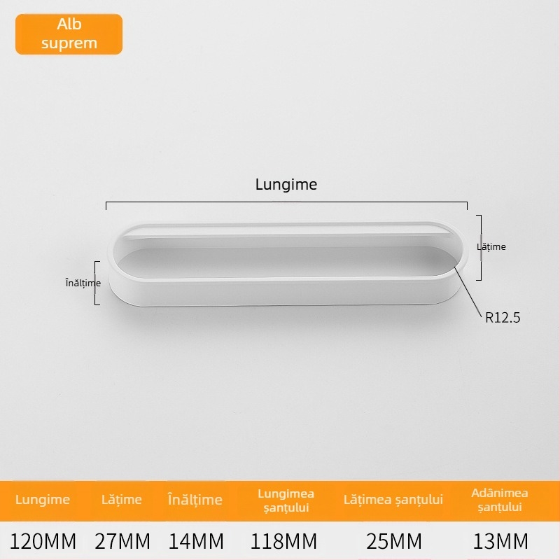 Mâner încastrat invizibil pentru ușile de dulap — aliaj de aluminiu, finisaj pulverizat, stil modern minimalist