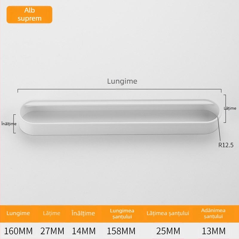 Mâner încastrat invizibil pentru ușile de dulap — aliaj de aluminiu, finisaj pulverizat, stil modern minimalist