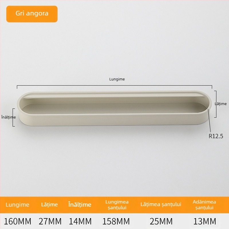 Mâner încastrat invizibil pentru ușile de dulap — aliaj de aluminiu, finisaj pulverizat, stil modern minimalist