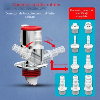 Distribuitor de scurgere pentru mașina de spălat, ABS, ramificație de 20 mm, etanșare cu apă 60, interval -20–90 °C, montaj prin presiune manuală