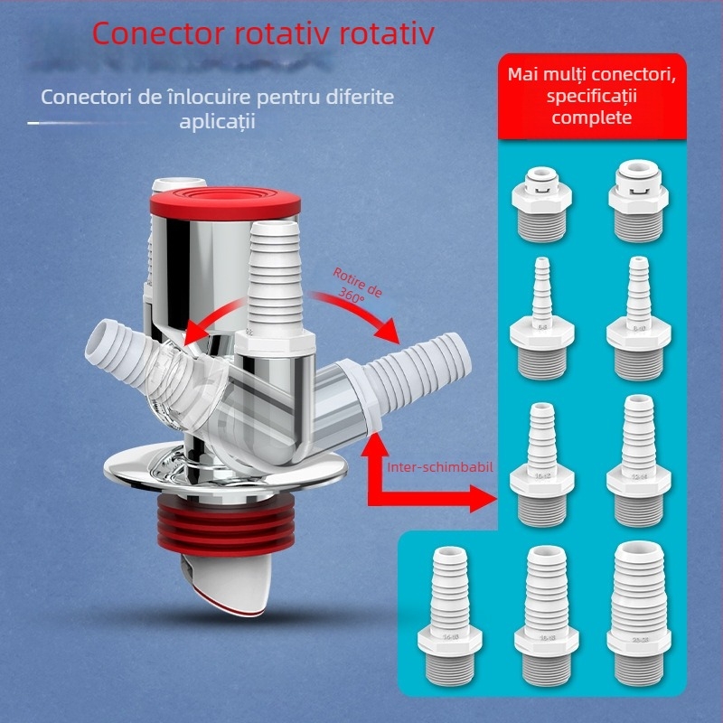 Distribuitor de scurgere pentru mașina de spălat, ABS, ramificație de 20 mm, etanșare cu apă 60, interval -20–90 °C, montaj prin presiune manuală