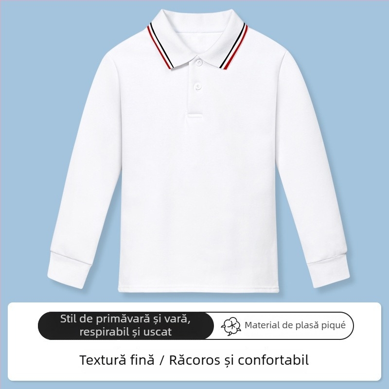Tricou polo pentru copii, Bumbac 95% / Spandex 5%, Primăvară–Toamnă, Croială lejeră, Vârsta 3–8 ani