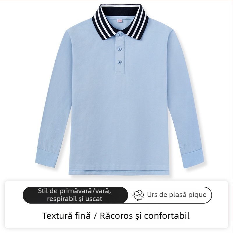 Tricou polo pentru copii, Bumbac 95% / Spandex 5%, Primăvară–Toamnă, Croială lejeră, Vârsta 3–8 ani