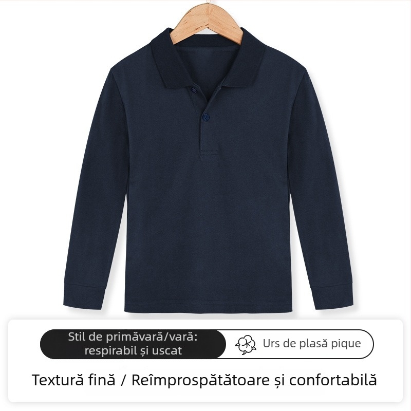 Tricou polo pentru copii, Bumbac 95% / Spandex 5%, Primăvară–Toamnă, Croială lejeră, Vârsta 3–8 ani