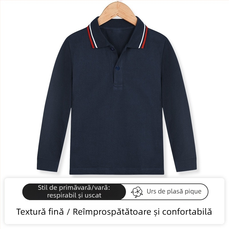 Tricou polo pentru copii, Bumbac 95% / Spandex 5%, Primăvară–Toamnă, Croială lejeră, Vârsta 3–8 ani