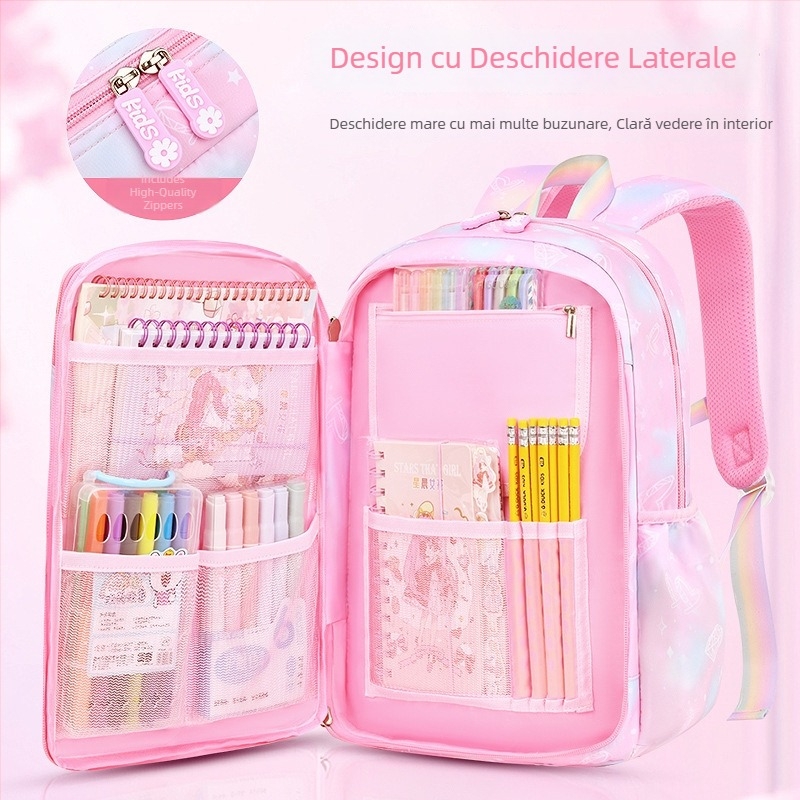 Ghiozdan pentru școală pentru fete din Oxford — respirabil, ultra-ușor, reduce sarcina, model gradient, bretele curbate