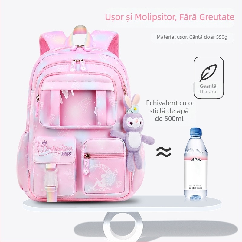 Ghiozdan pentru școală pentru fete din Oxford — respirabil, ultra-ușor, reduce sarcina, model gradient, bretele curbate