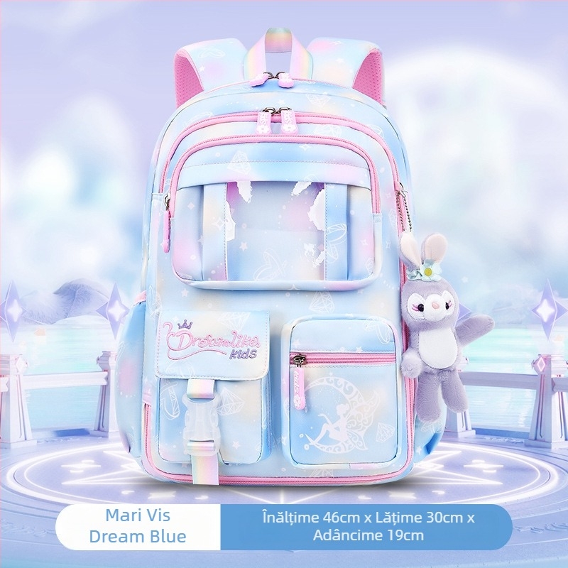 Ghiozdan pentru școală pentru fete din Oxford — respirabil, ultra-ușor, reduce sarcina, model gradient, bretele curbate