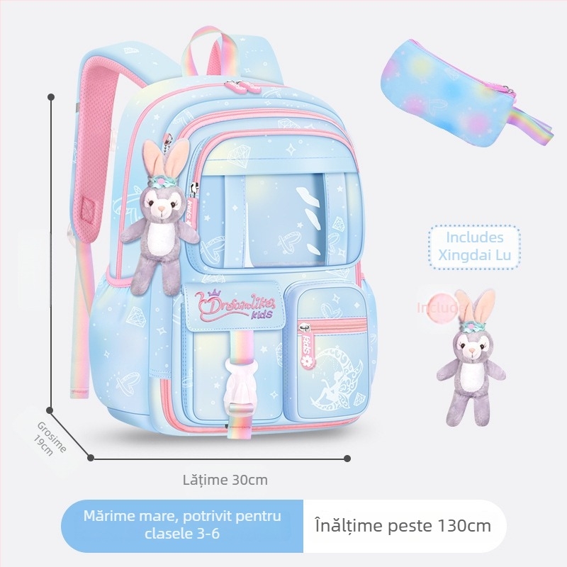 Ghiozdan pentru școală pentru fete din Oxford — respirabil, ultra-ușor, reduce sarcina, model gradient, bretele curbate