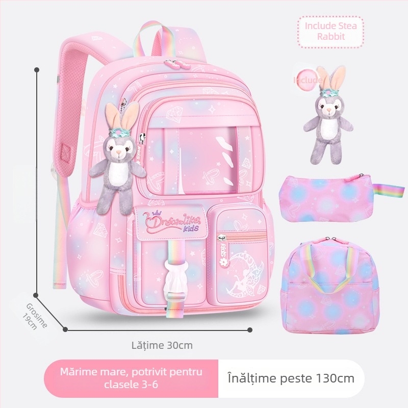 Ghiozdan pentru școală pentru fete din Oxford — respirabil, ultra-ușor, reduce sarcina, model gradient, bretele curbate