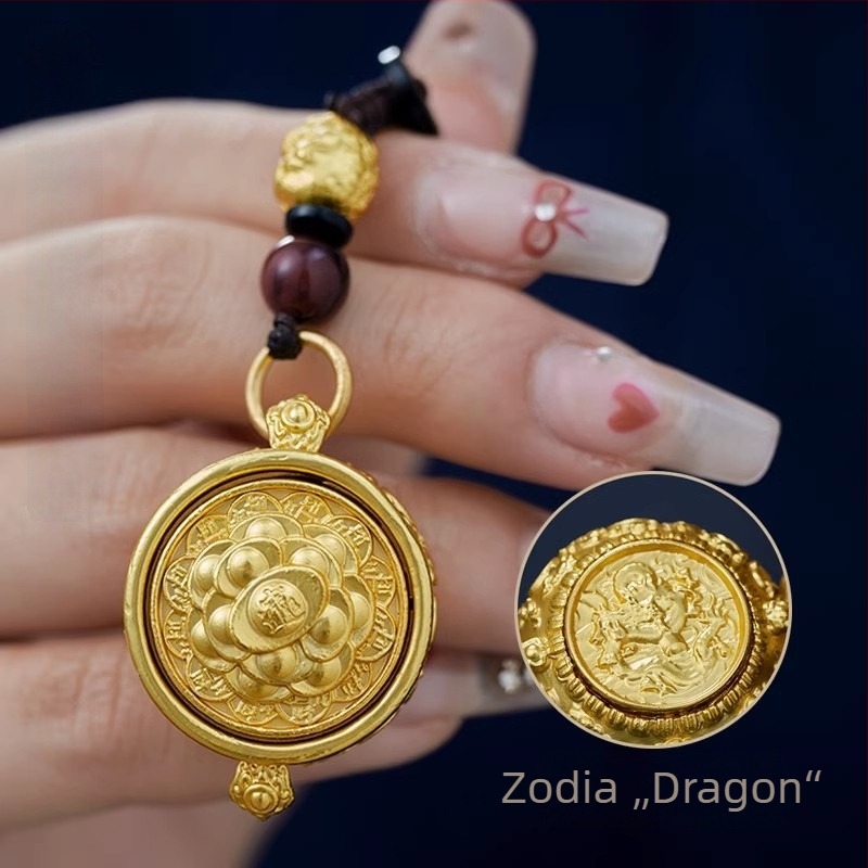 Breloc din alamă cu 12 zodii și cornul abundenței, stil clasic