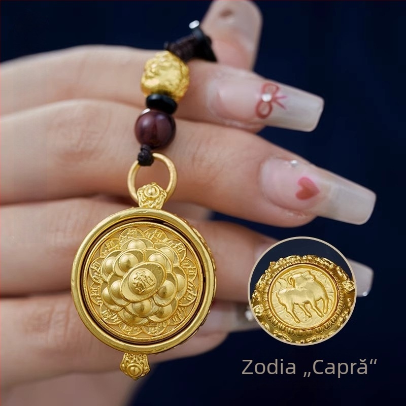 Breloc din alamă cu 12 zodii și cornul abundenței, stil clasic