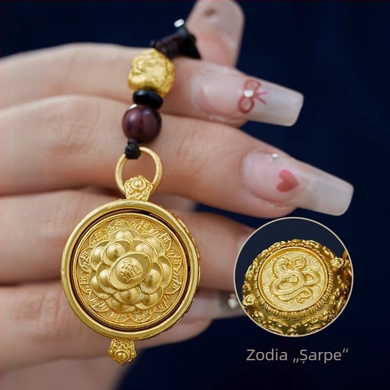 Breloc din alamă cu 12 zodii și cornul abundenței, stil clasic