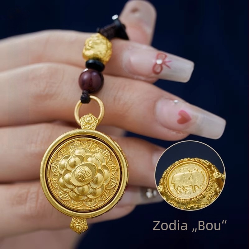 Breloc din alamă cu 12 zodii și cornul abundenței, stil clasic