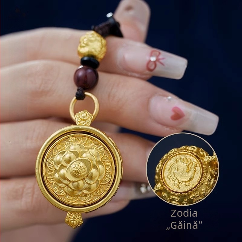 Breloc din alamă cu 12 zodii și cornul abundenței, stil clasic