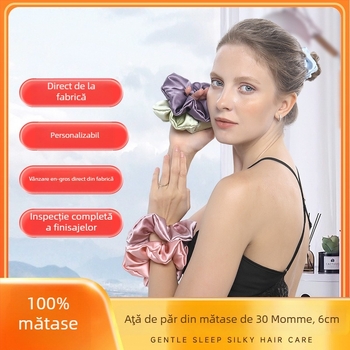 Elastic de păr din mătase - handmade, stil natural, elasticitate ridicată, Primăvara 2024