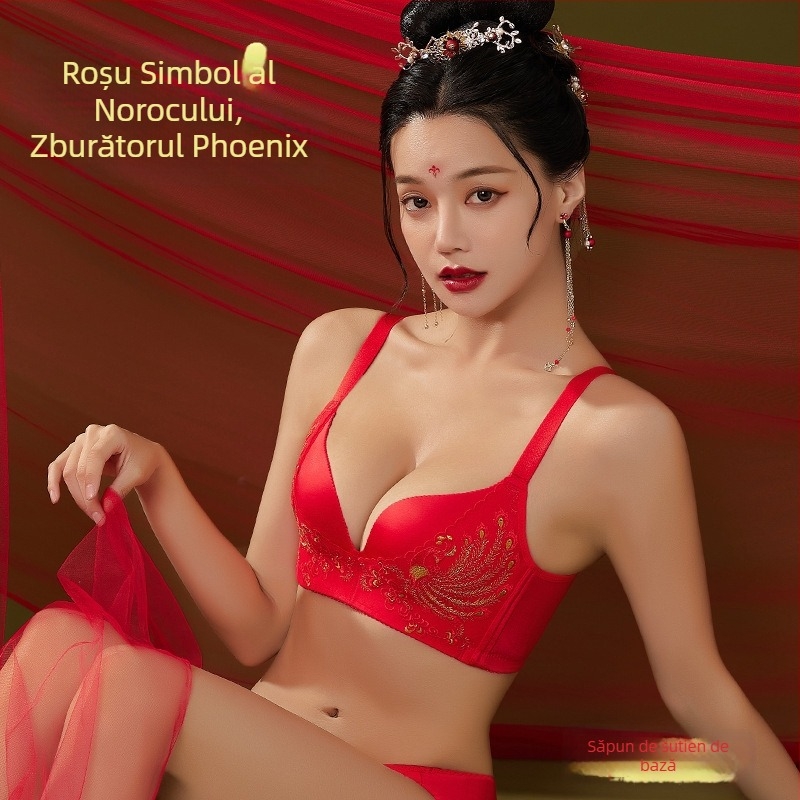 Set de sutiene cu dantelă brodată, cupă 3/4, fără arcuri metalice, cupă modelată cu partea superioară subțire și partea inferioară mai groasă, material principal nylon, căptușeală spandex, închidere la spate cu patru rânduri de cârlige