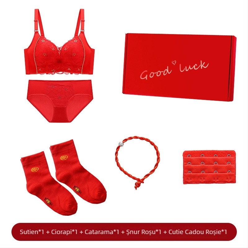 Set de sutiene cu dantelă brodată, cupă 3/4, fără arcuri metalice, cupă modelată cu partea superioară subțire și partea inferioară mai groasă, material principal nylon, căptușeală spandex, închidere la spate cu patru rânduri de cârlige